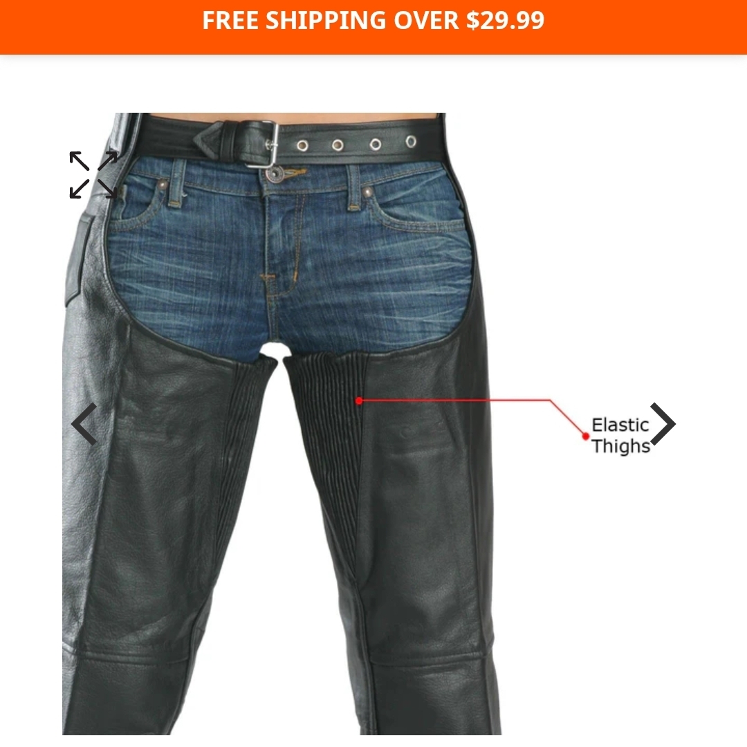 Nwt. Womens Black Leather Chaps. Sz 10